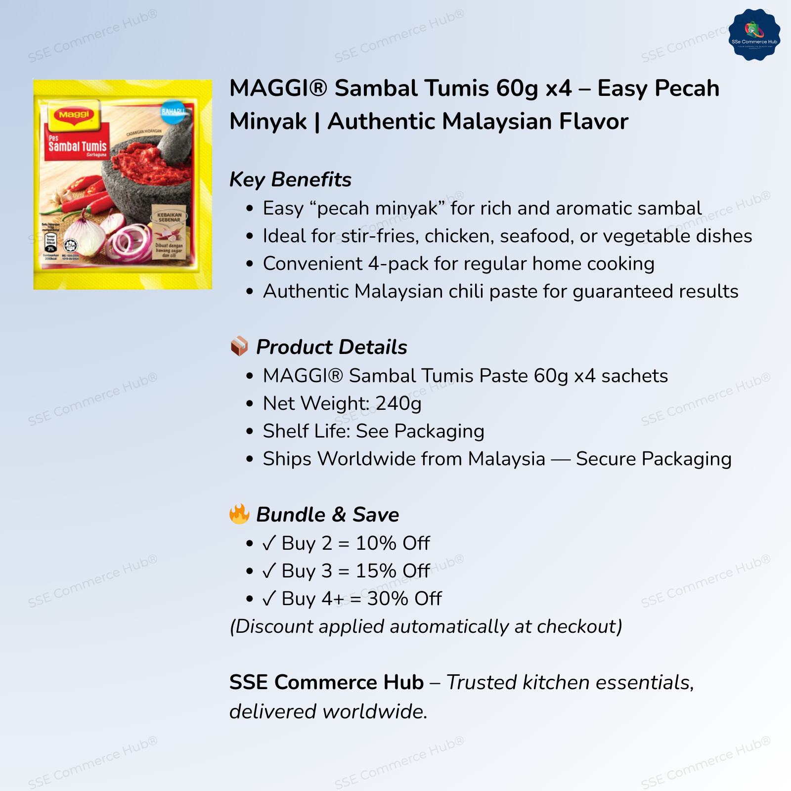 MAGGI® Sambal Tumis 60g x4 – Easy Pecah Minyak | Authentic Malaysian Chili