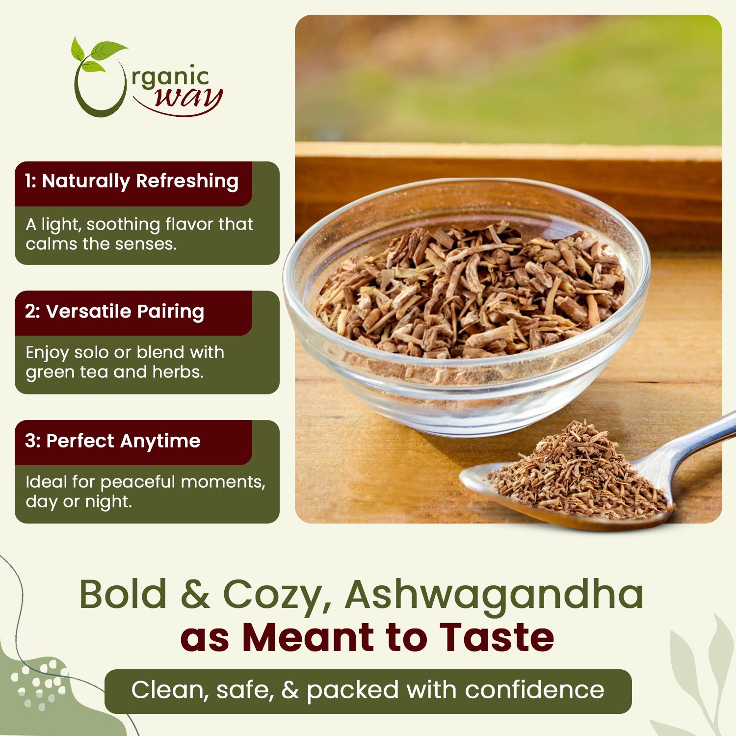 Organic Way Ashwagandha Root Cut & Sifted – Organic, Kosher & USDA Certified
