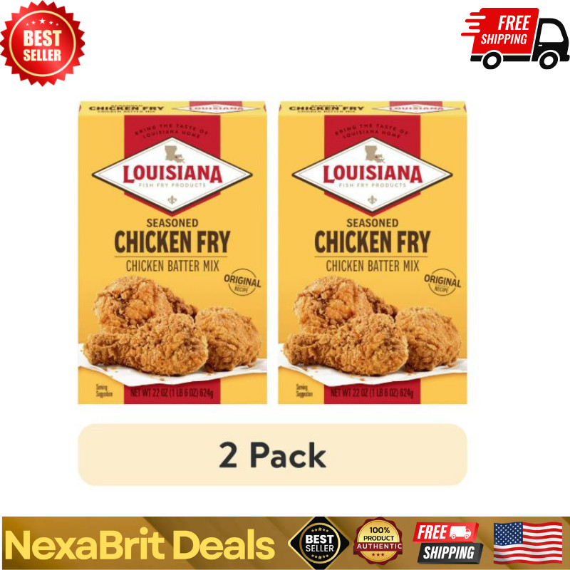 (2 pack) Louisiana Fish Fry Products Crispy Seasoned Chicken Fry Coating Powder