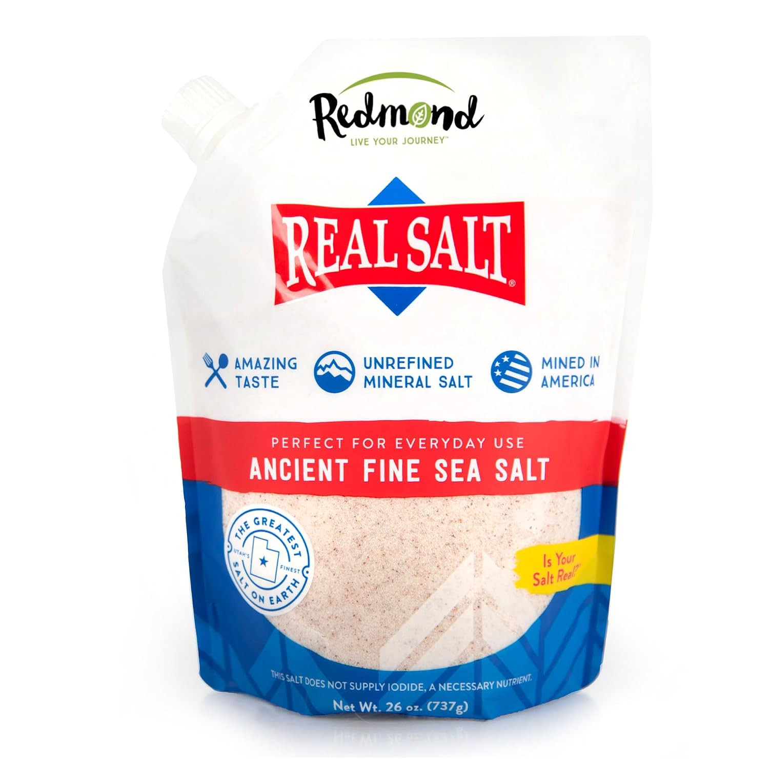 Real Sea Salt – Natural Unrefined Gluten Free Fine, 26 Ounce Pouch (1 Pack)