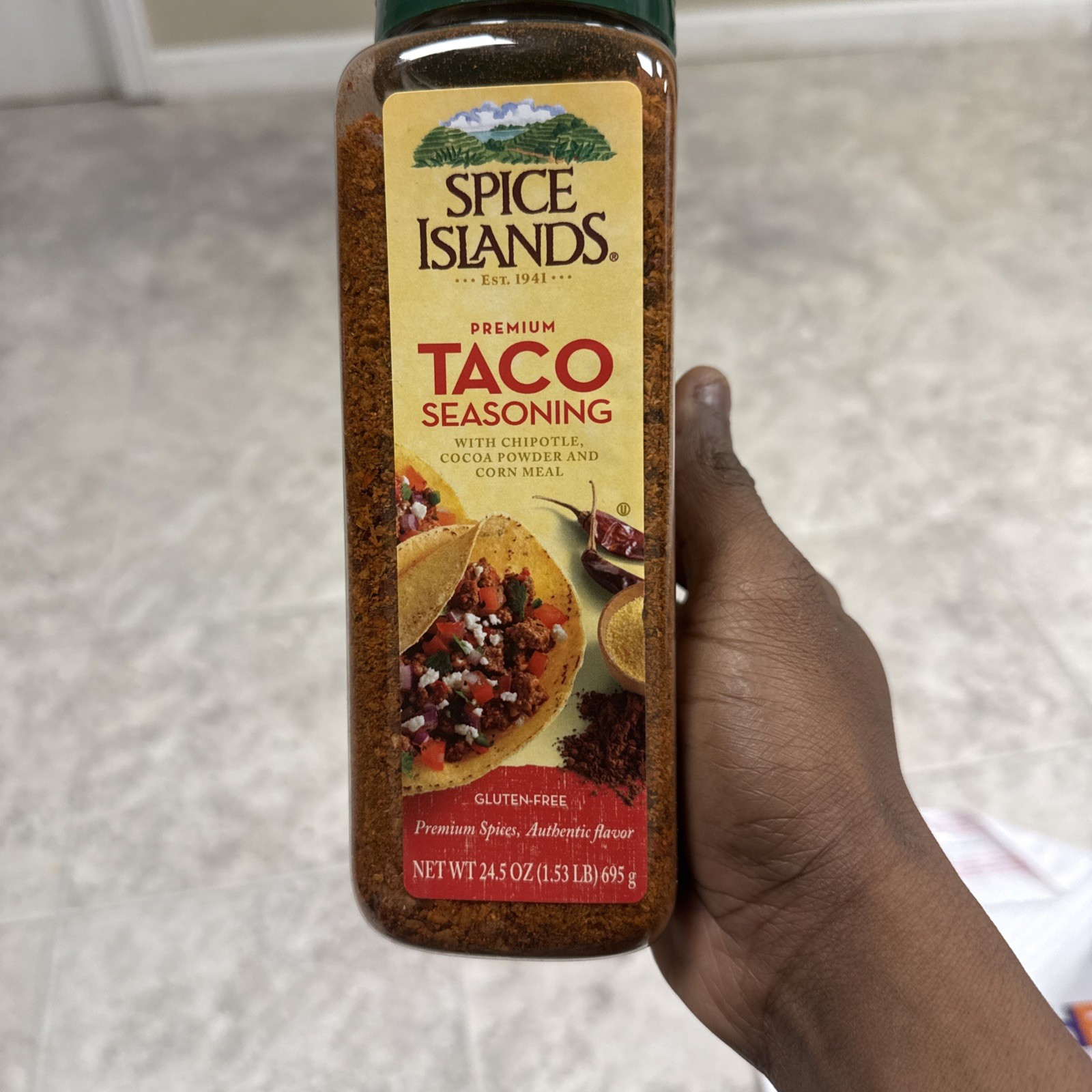 Spice Islands Premium Taco Seasoning Chipotle Cocoa Corn Meal, 24.5 Ounce