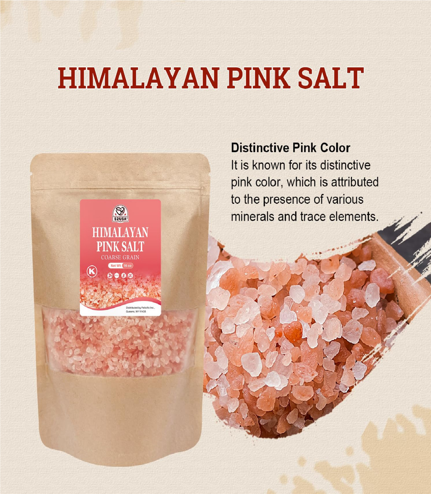 1 lb Himalayan Pink Salt Coarse Grain – Sea Salt for Grinder,Kosher, Gluten-Free