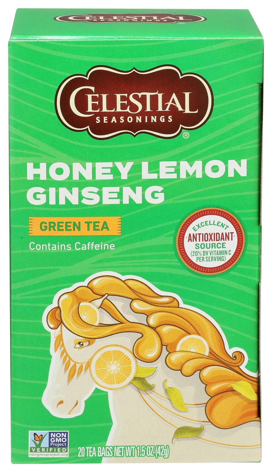 Celestial Seasonings Green Tea, Honey Lemon Ginseng, 20 20 Count (Pack of 6)