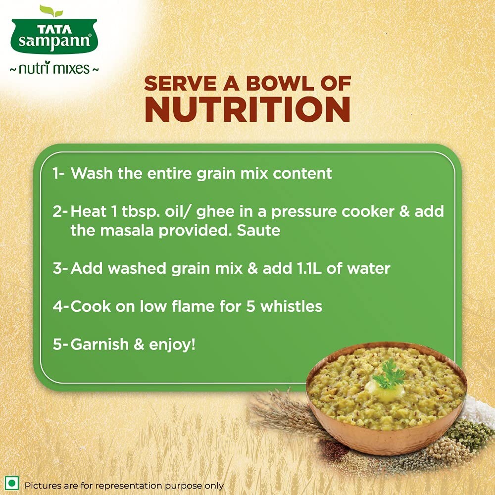 Tata Sampann 6 Grain Khichdi Mix, Instant Ready to Cook Mix, 200g