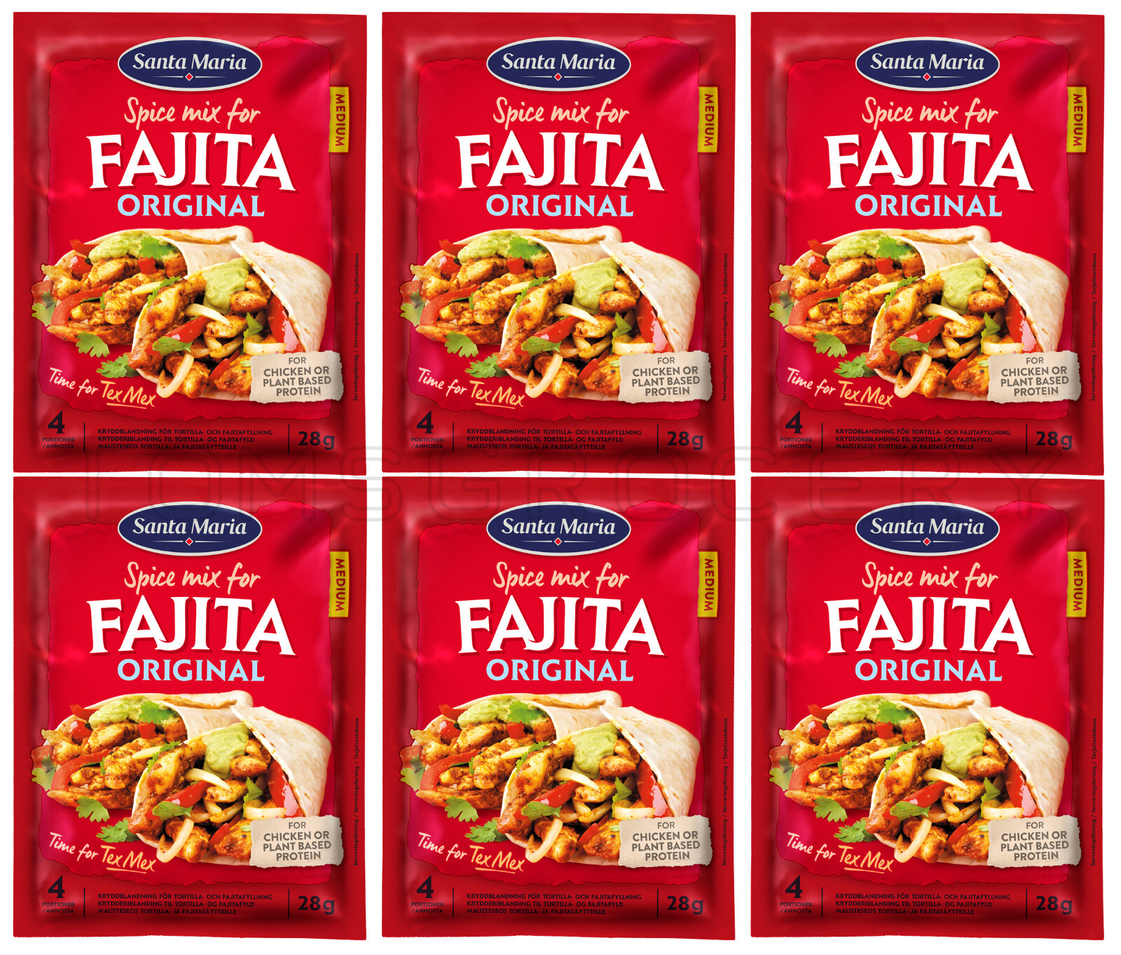 6 SANTA MARIA FAJITA Original Spice Mix Packs for Tacos Nachos TexMex Dishes 28g