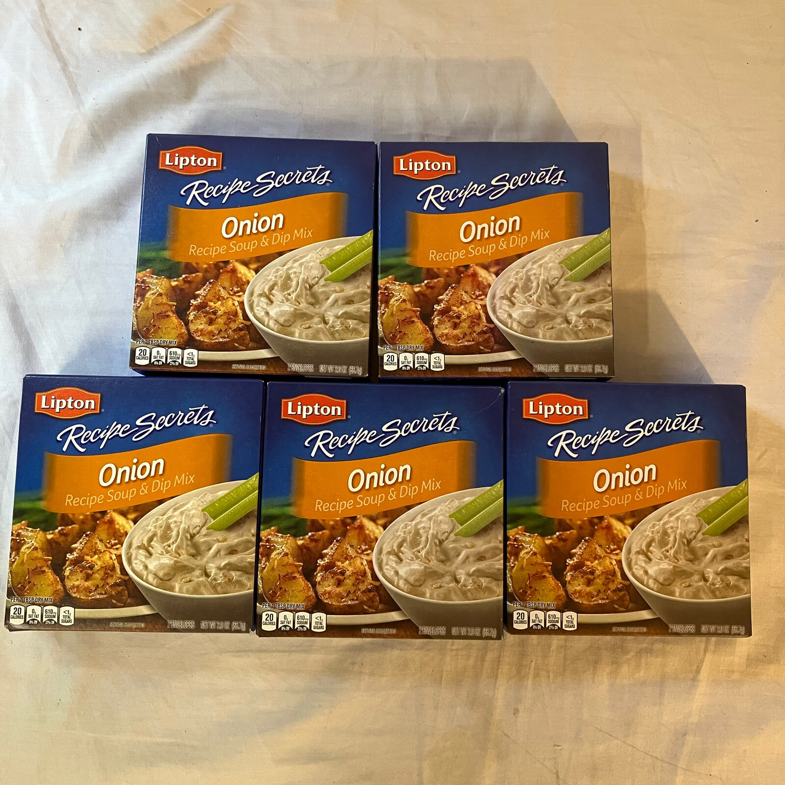 Lot of 5 Lipton Recipe Secrets Onion Soup Dip Mix 2 oz BB 5/25/24 Free Shipping!