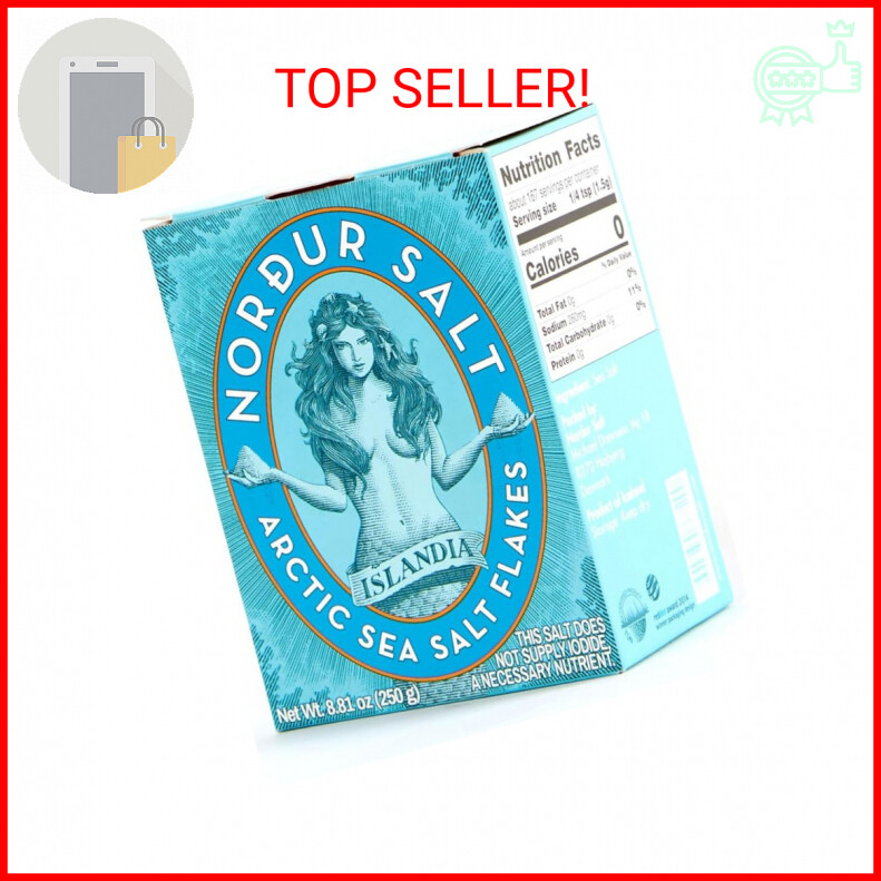 Nordur Salt Arctic Sea Salt Flakes Cardboard Plain 8.8 OZ, 1