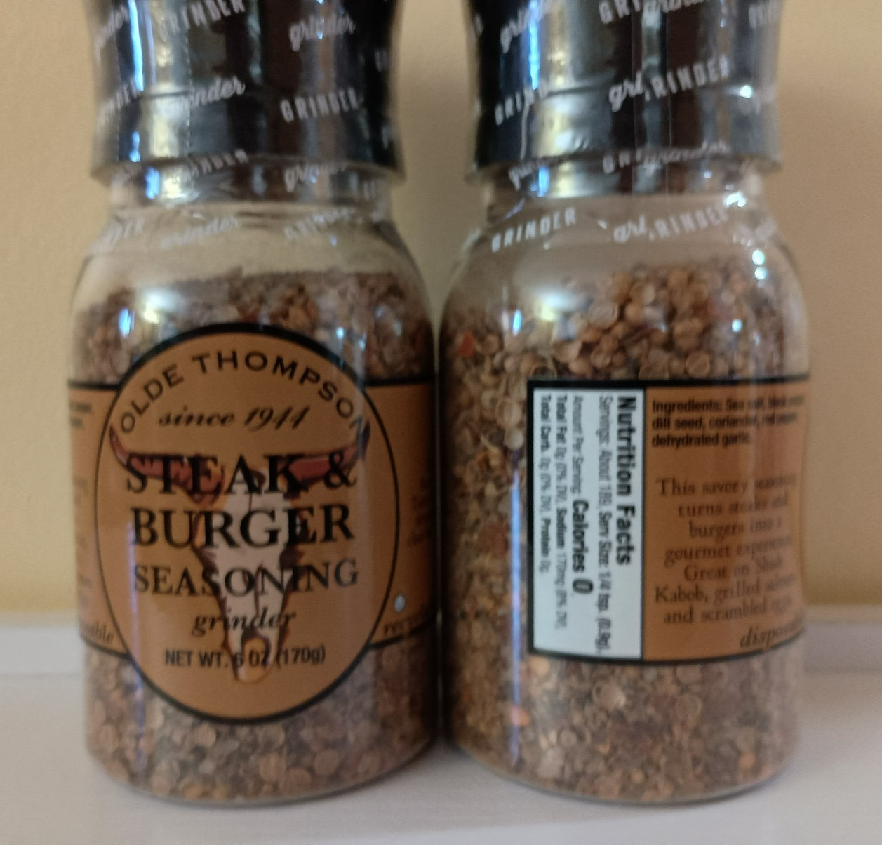 2 Olde Thompson Steak Burger Seasoning 6 Oz Gourmet Spice Grinder Bbq/Cookouts