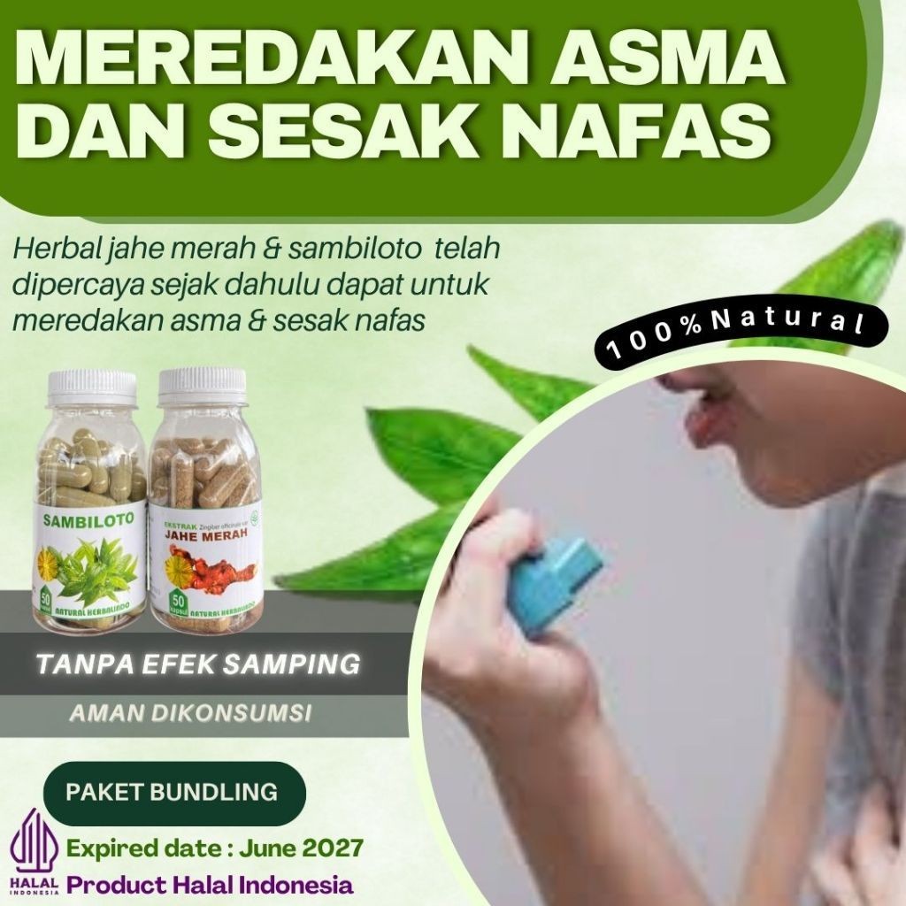 Indonesian Herbal Capsule Bundle Sambiloto & Red Ginger 2x50s Bottles Indonesia