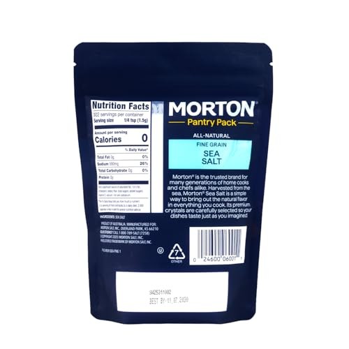 Morton Sea Salt Fine Grain, Salt, 1 lb., Pouch 16 Ounce (Pack of 1)