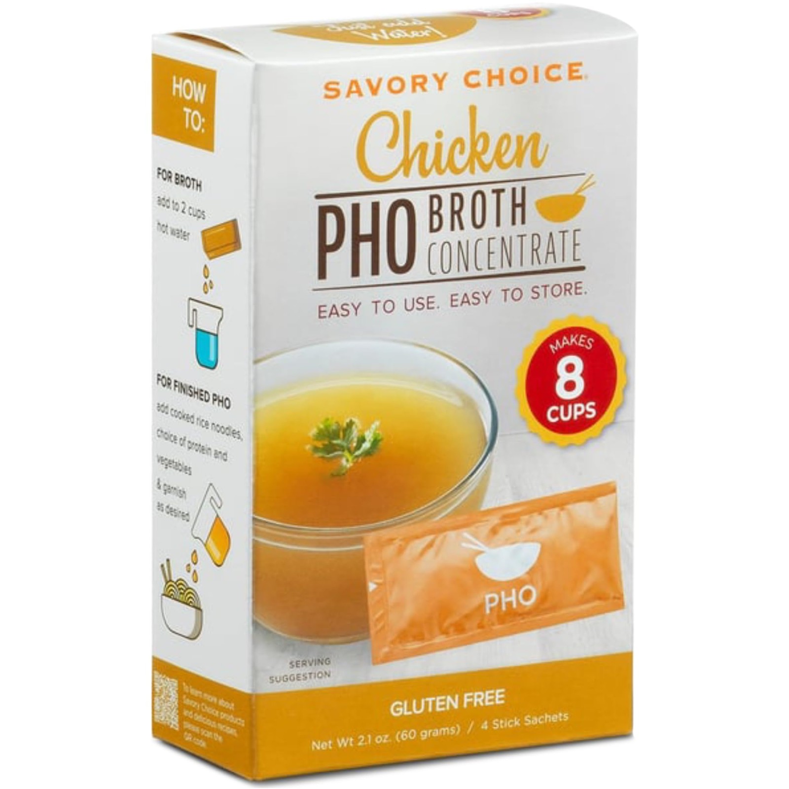PHO Chicken Broth Concentrate, 1 Box of 4 Packets (15g) – Gluten-Free, Diary-…