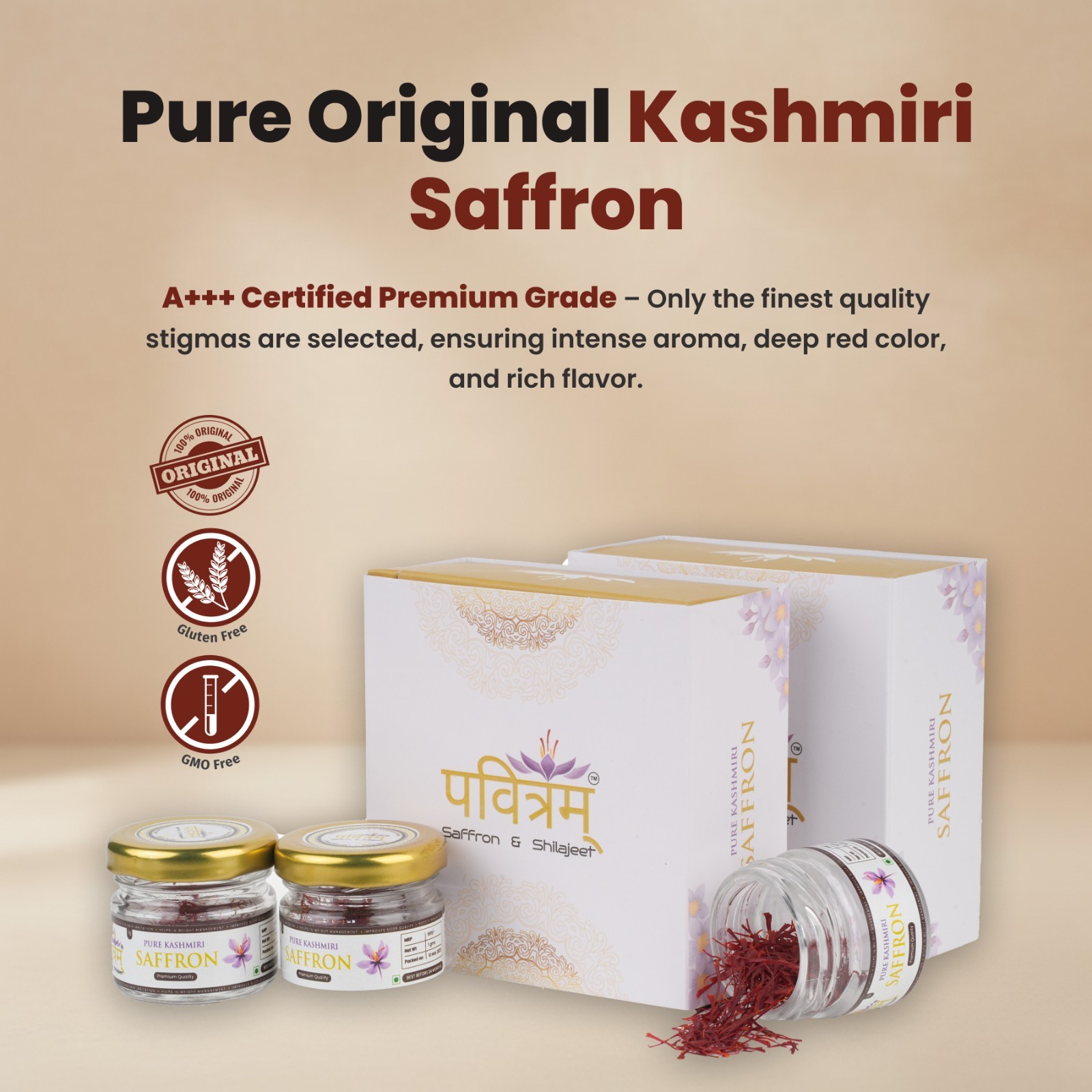 Kashmiri Mongra Saffron Grade A | Pure Kesar Threads | Premium Quality Spice