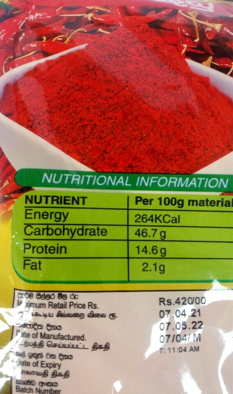 Wijaya Chili Powder organic Red Hot Chili Pepper Asian Ceylon seasoning spices