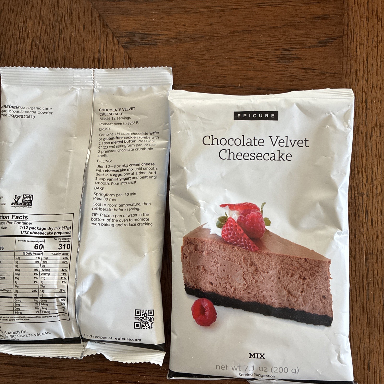 EPICURE Lot of 2 Chocolate Velvet Cheesecake Mix, New Old Stock