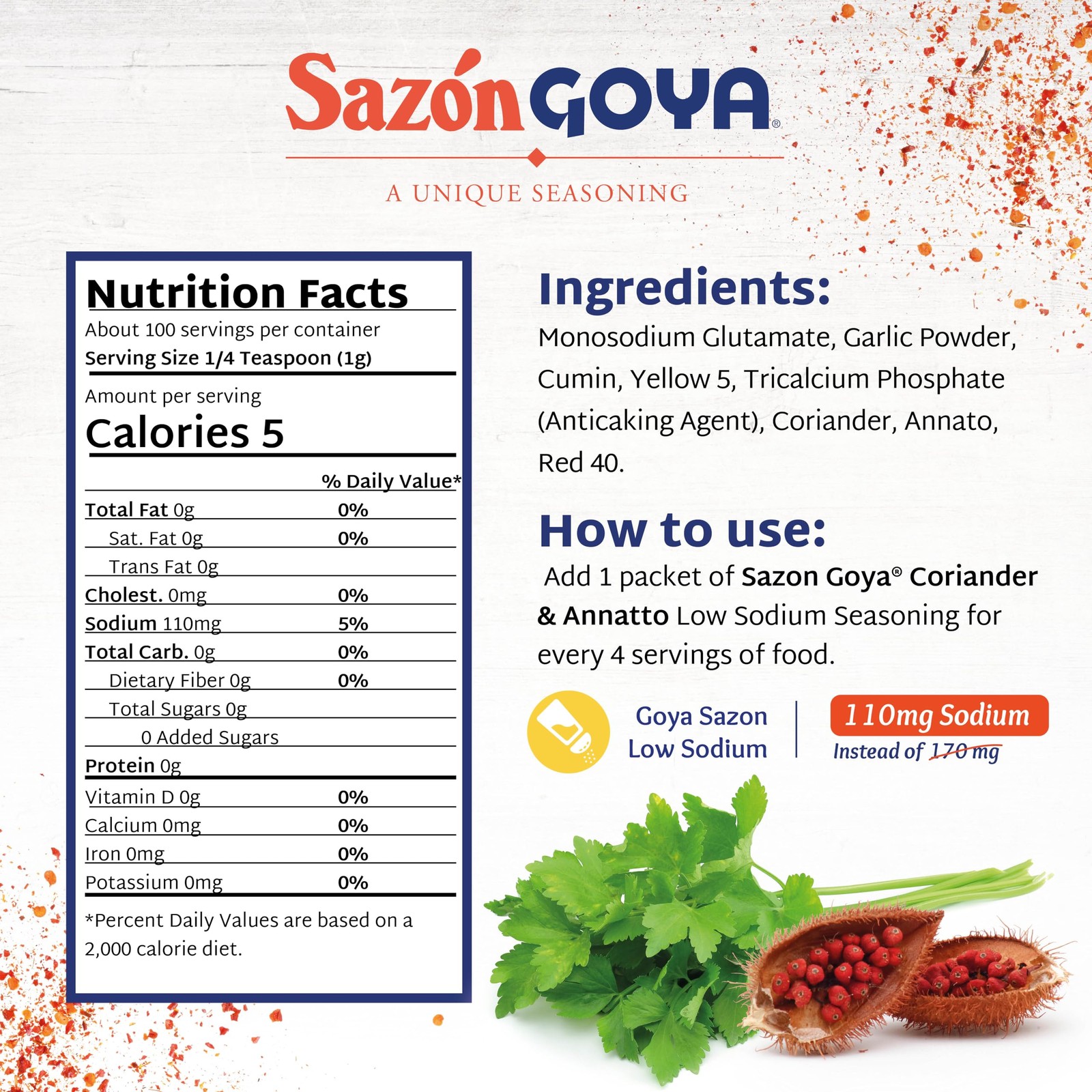 Goya Sazón with Coriander & Annatto, Latin Spice 3.52 Ounce (Pack of 2)