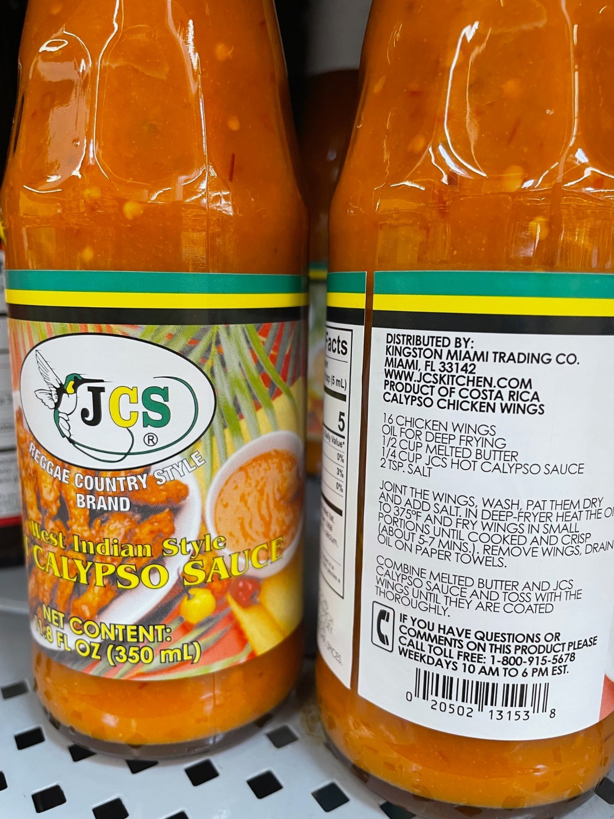 6 Pack JCS Jamaican Country Style Hot Calypso Sauce, West Indian Style, 11.5 oz