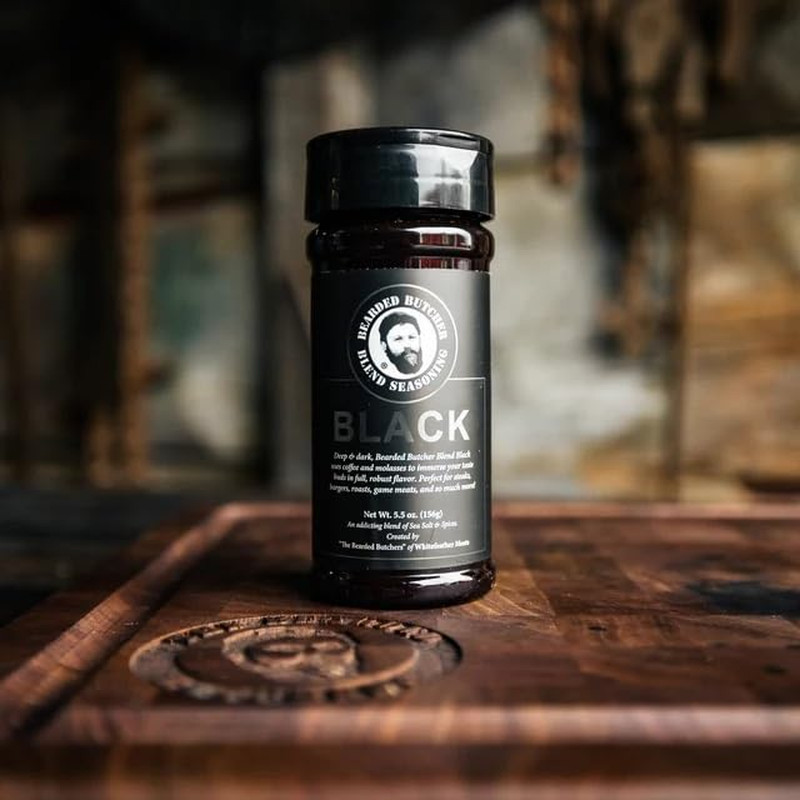 Bearded Butcher Black Blend Seasoning, 5.5 Oz – Coffee and Molasses Flavor, Idea