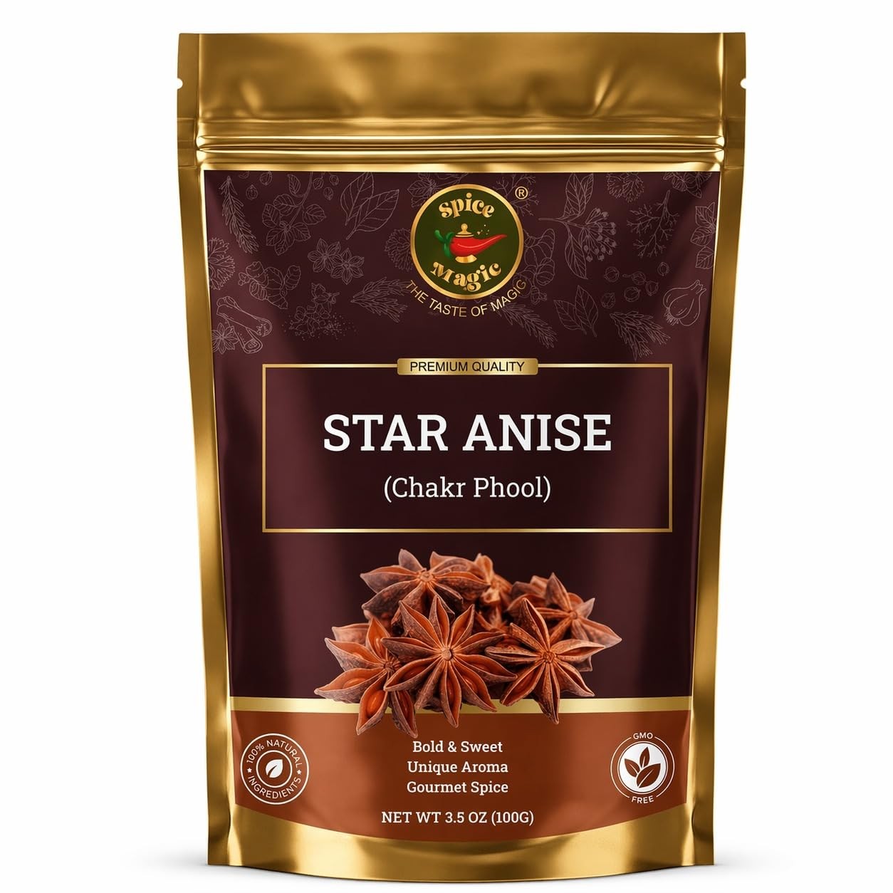 Spice Magic Star Anise Whole, Pods for Pho, Chai & Mulled Wine, 3.5oz (100g)