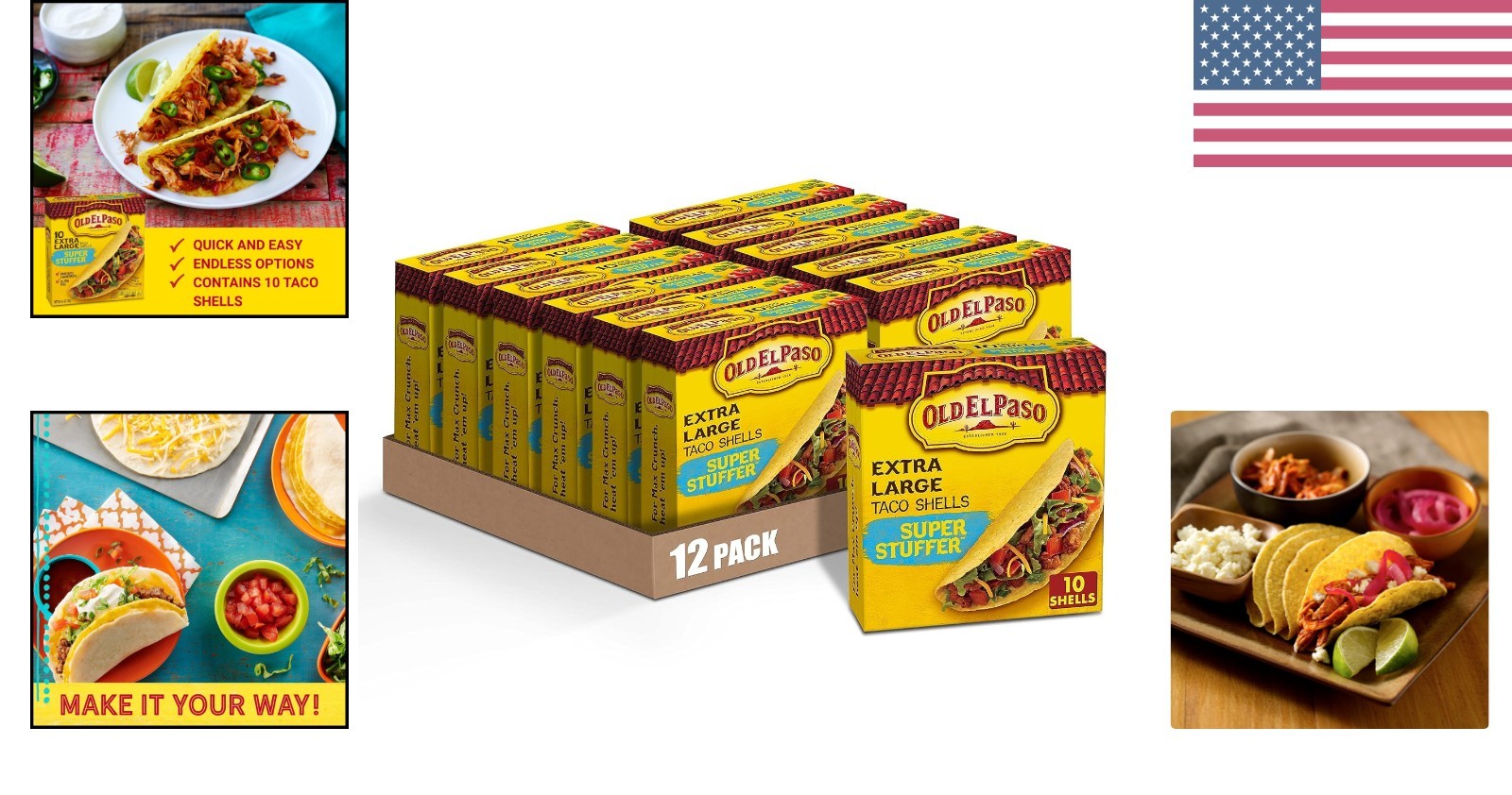 Luxurious Extra Large Super Stuffer Taco Shells, 10 Ct – Perfect for Gatherings