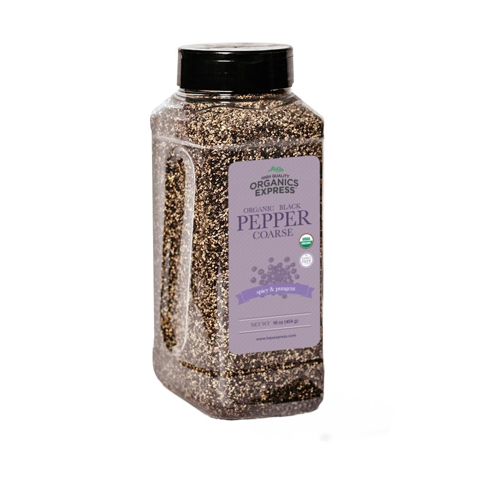 HQOExpress Organic 14 Mesh Coarse Ground Black Pepper – Restaurant Style for …