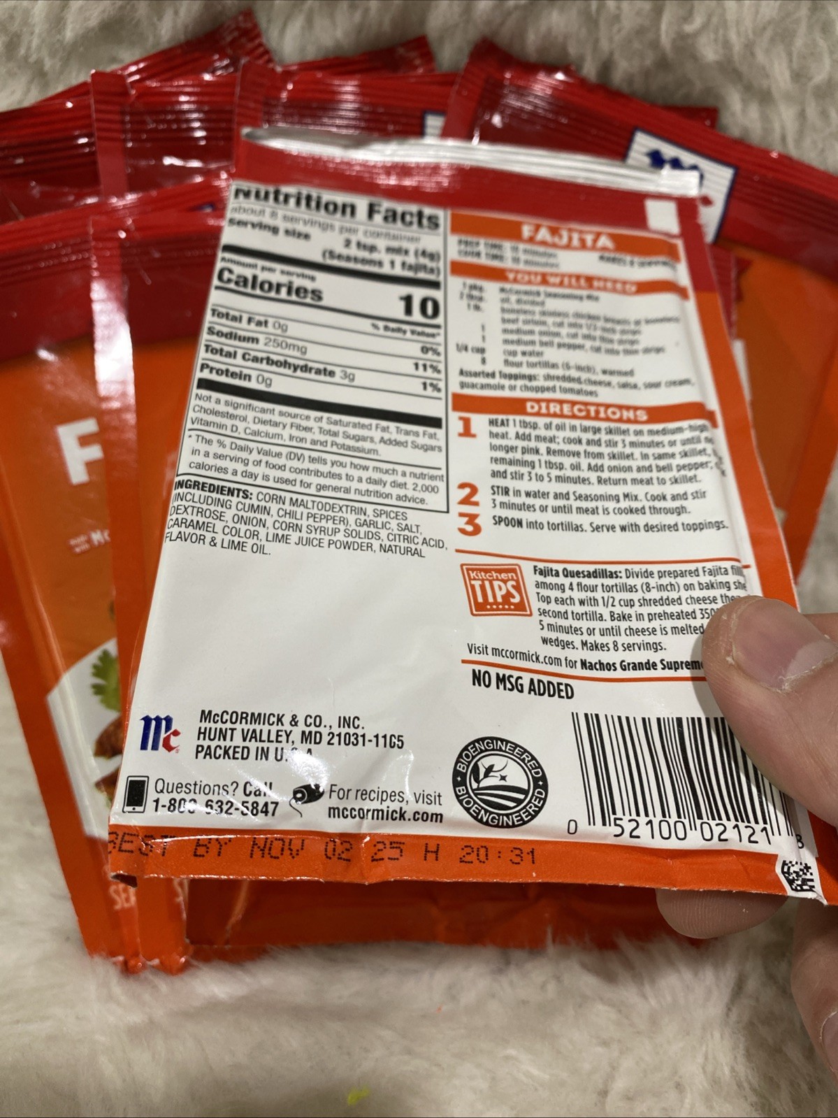 McCormick FAJITA Seasoning Sauce Mixes 1.12 oz Packet – 9 PACK BB 11/02/2025
