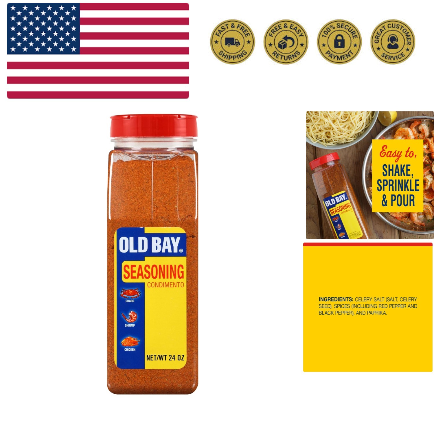 Seasoning, 24 oz – One 24 Ounce Container of All-Purpose Seasoning with Uniqu…
