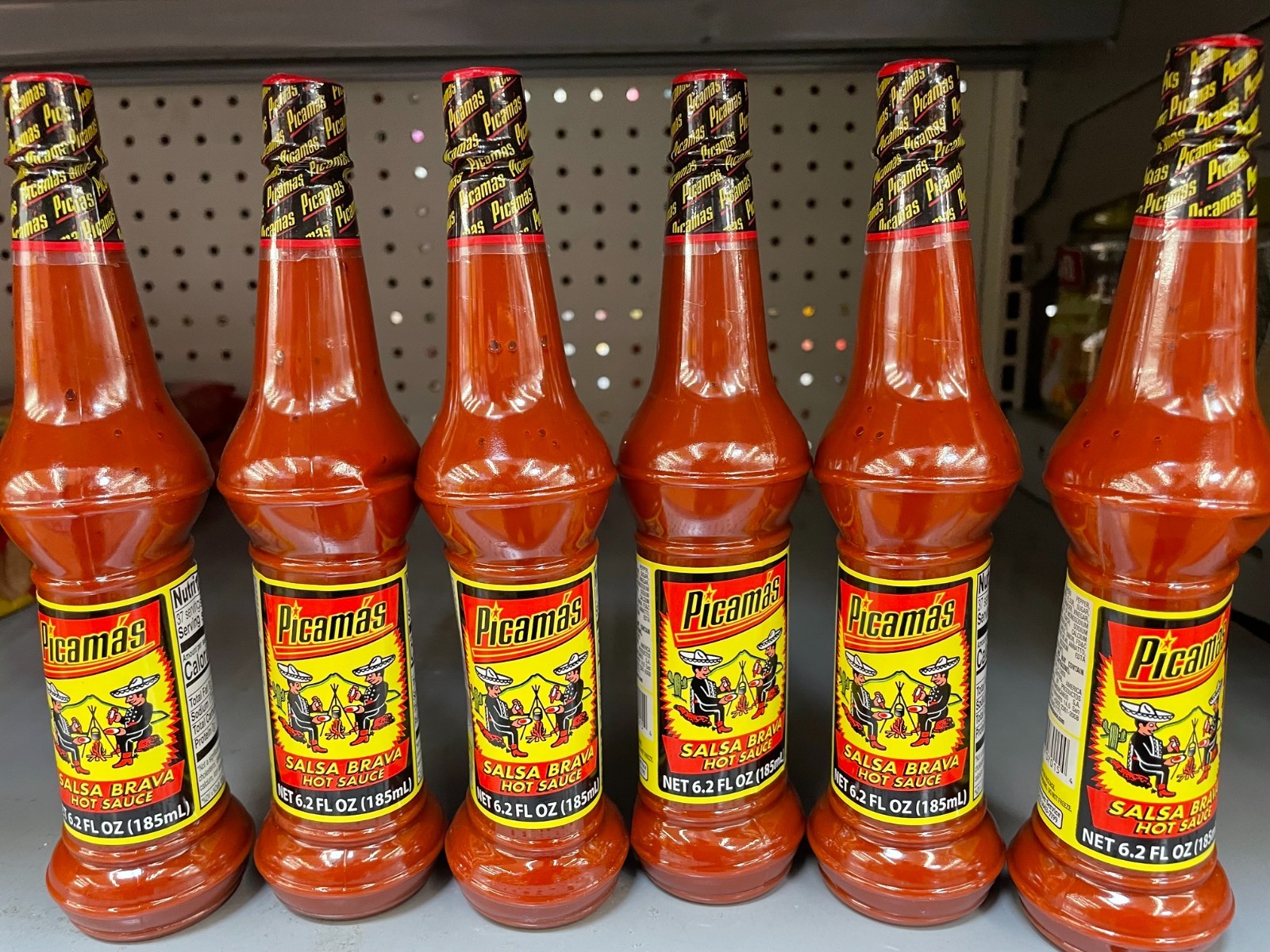 6 Pack Picamas Salsa Brava Hot Sauce Red Pepper Jalapeno Rojo Size 6.2 oz Latin