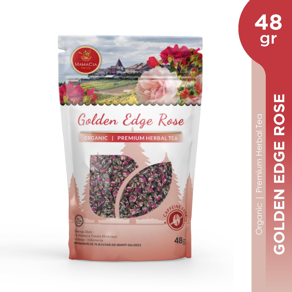 Golden Edge Rose Buds 48g dried flowers for herbal tea, caffeine-free botanical