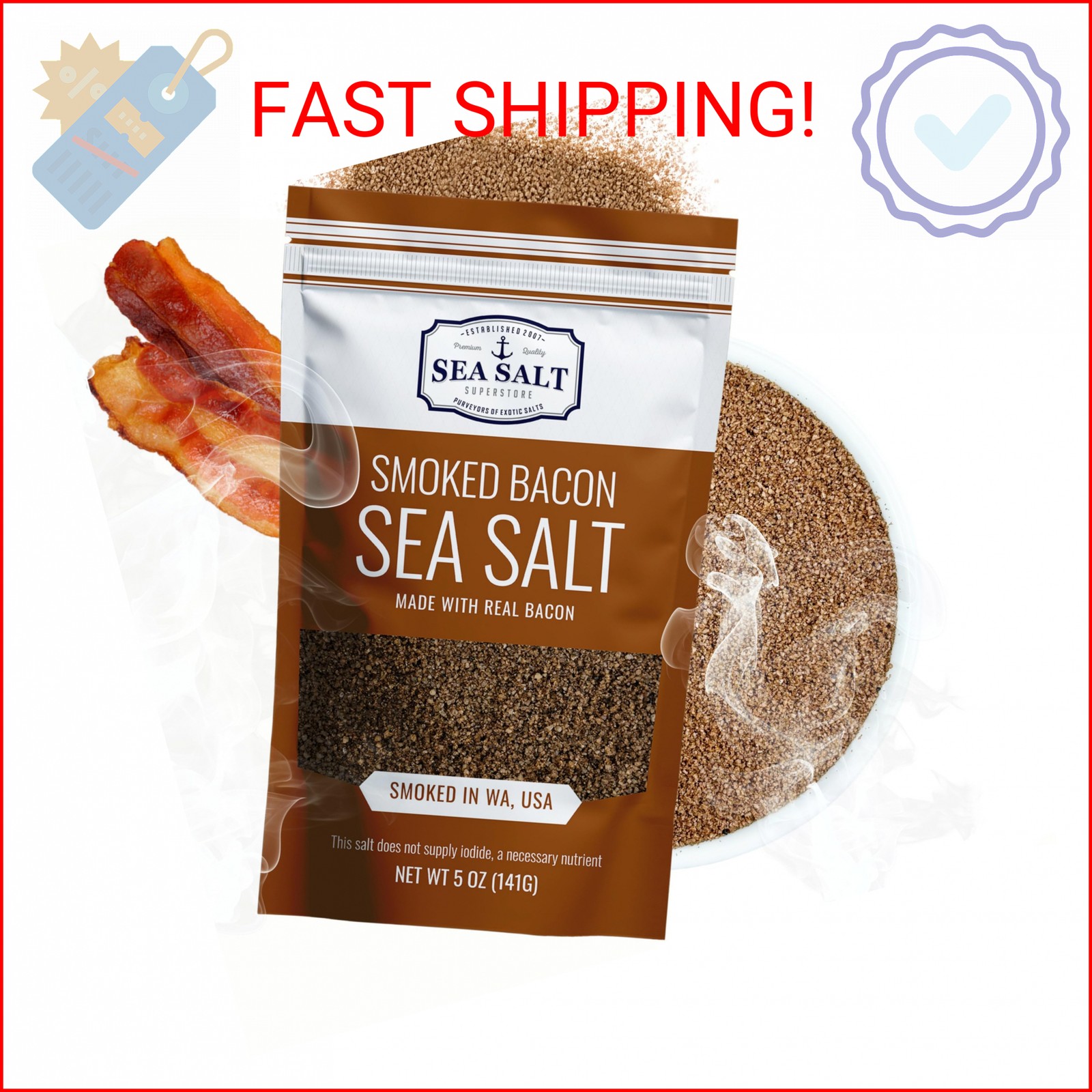 Sea Salt Superstore Bacon Seasoning Alderwood Smoke Flavored Sea Salt – Bacon In