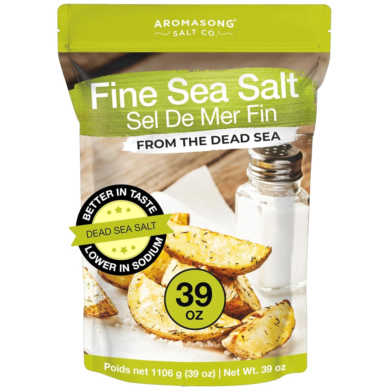 100% Natural Sea Salt From the Dead Sea, Fine Grain Table Salt, Large Bulk 2.43