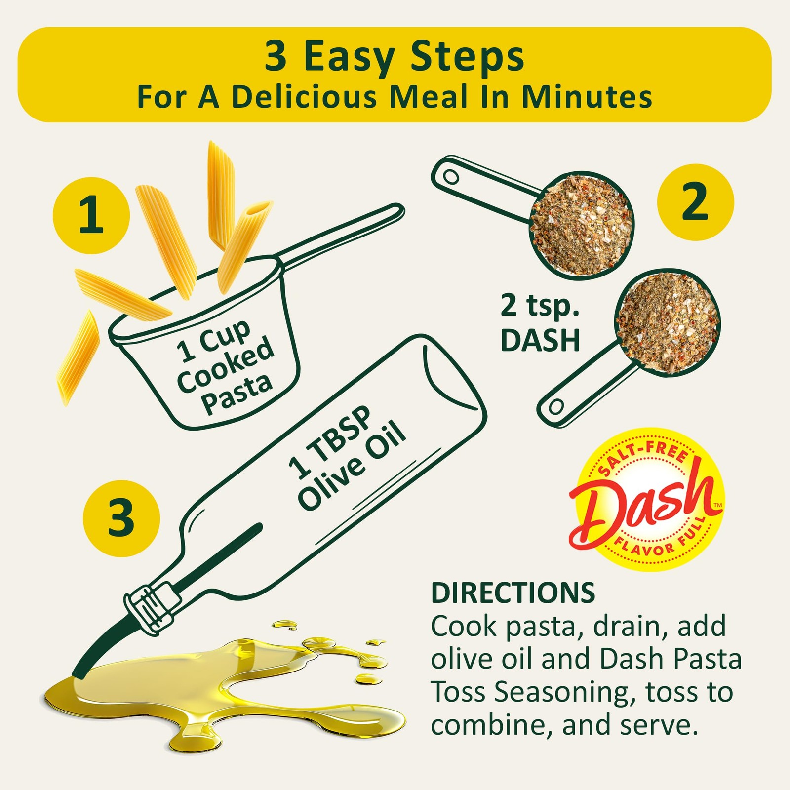 Dash Salt-Free Pasta Seasoning Blends, Mediterranean, 1.9 Ounce (Pack of 1)