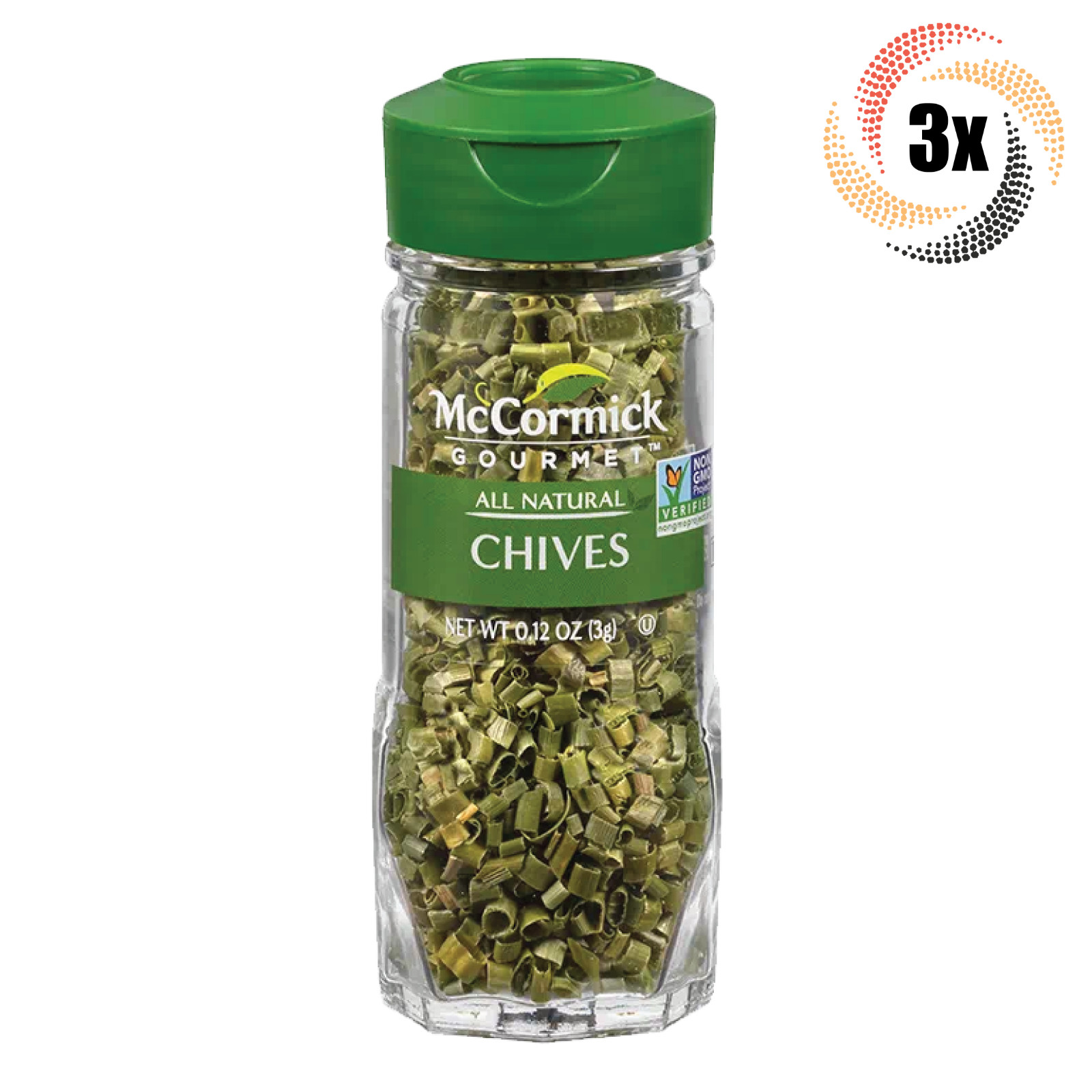 3x Shakers McCormick Gourmet All Natural Chives Seasoning | Non GMO | .12oz
