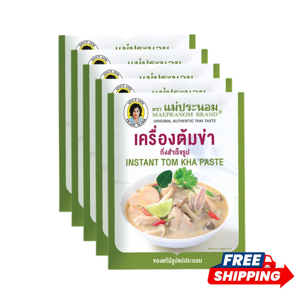 5 Pack. Maepranom Instant Tom Kha Paste 50g – No MSG, No Preservatives