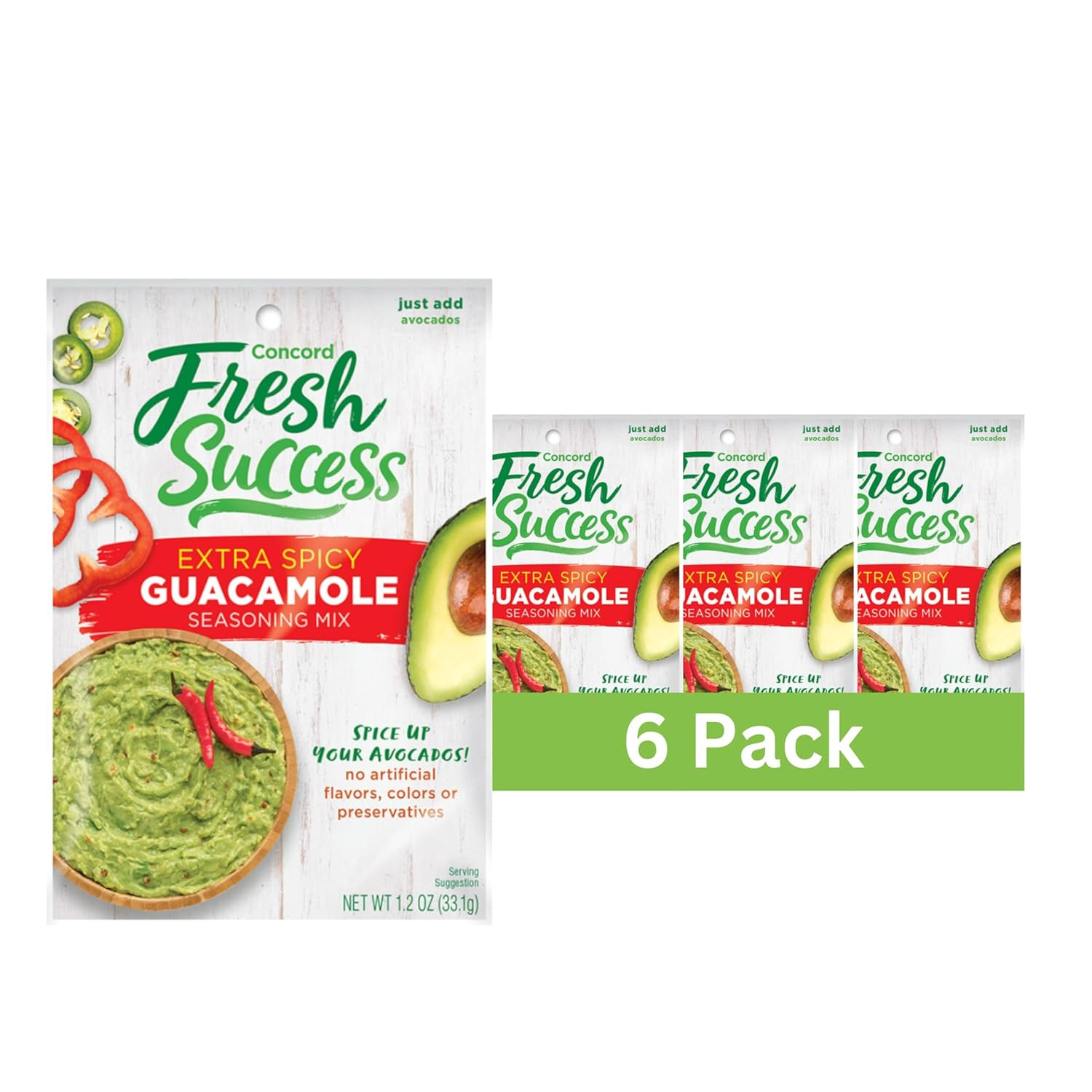 Concord Foods Extra Spicy Guacamole Mix: Bold Heat with Traditional Flavors – Pe