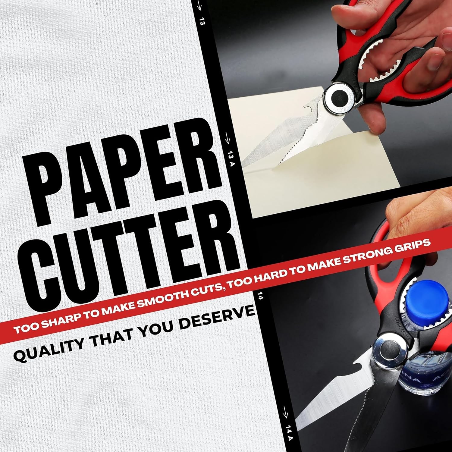 Kitchen Scissors Stainless Steel Sharp Blades with Cushioned Soft TPR Grip for