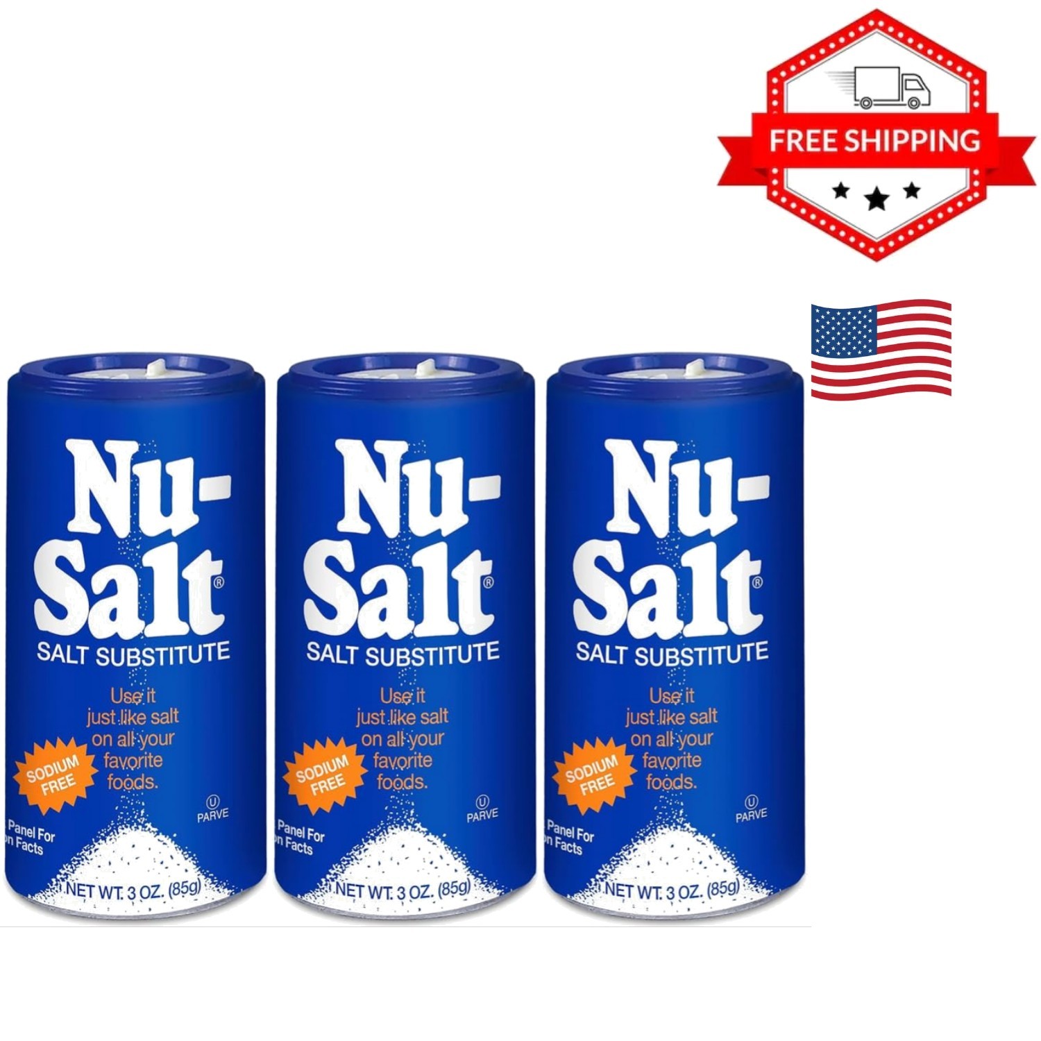 Sodium-Free Salt Substitute, Potassium Chloride, , 3oz, 3-Pack Shaker