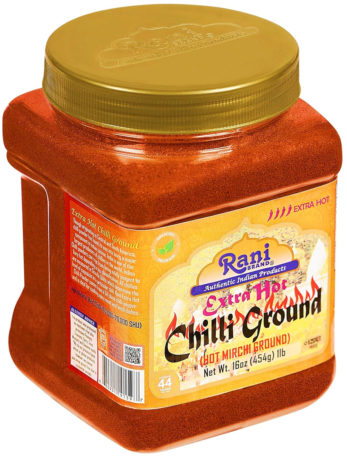 Rani Extra Hot Chilli Powder Indian Spice 16Oz (1Lb) 454G PET Jar ~ All Natural