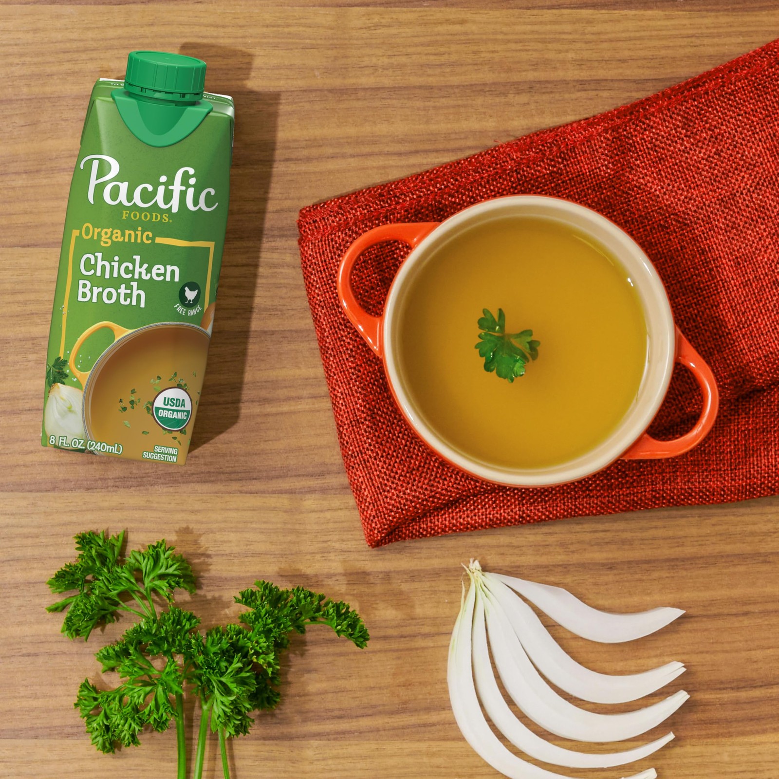 Organic Free-Range Chicken Broth, 8 oz Carton (24 Pack)