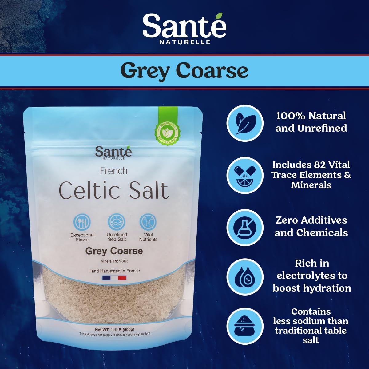 Celtic Salt – 1.1Lb (18Oz) Grey Coarse Sea Salt, Unrefined French Celtic Sea Sal