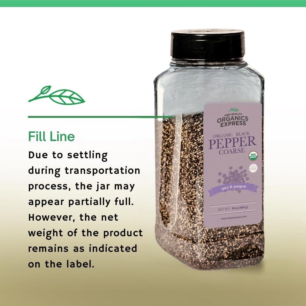 Express Organic Coarse Ground Black Pepper Restaurant Style For Cooking Usda Cer