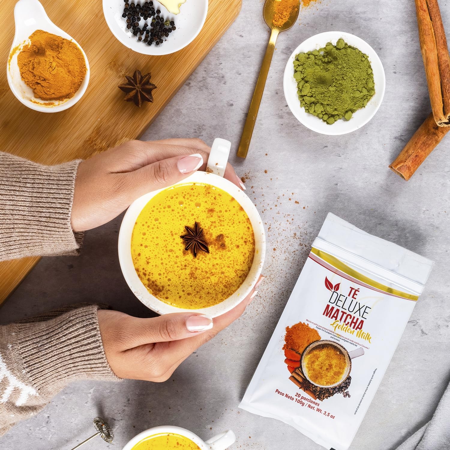 Matcha Golden Milk Powder Turmeric Ginger Almond Green Tea Latte Mix 3.5oz