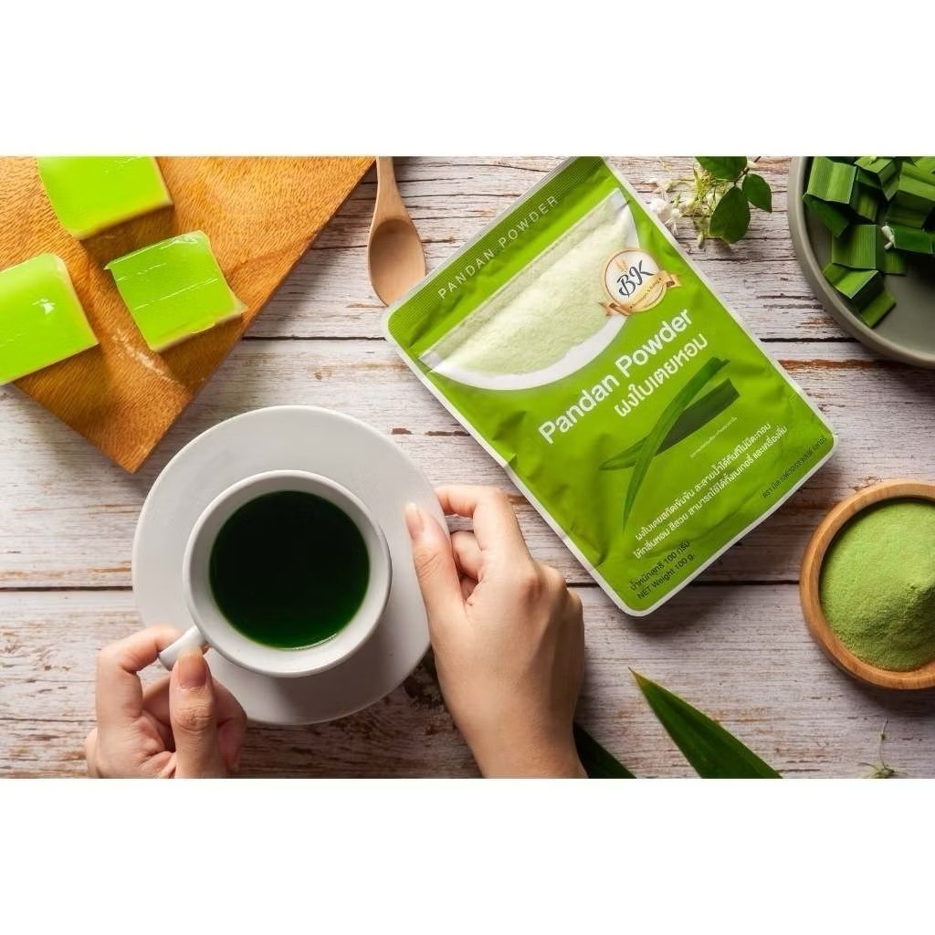 Pandan Powder Dessert Bk Bakery Dried Leaves Drinks Beverages Aroma Natural 100g