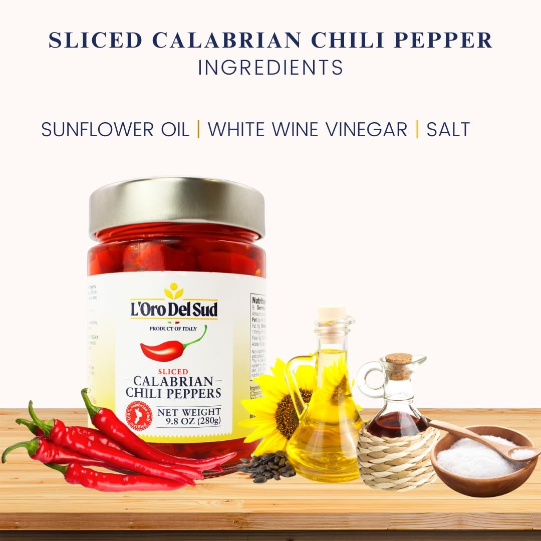 Sliced Calabrian Chili Pepper, Chopped Rings, 9.8 oz (280 g)