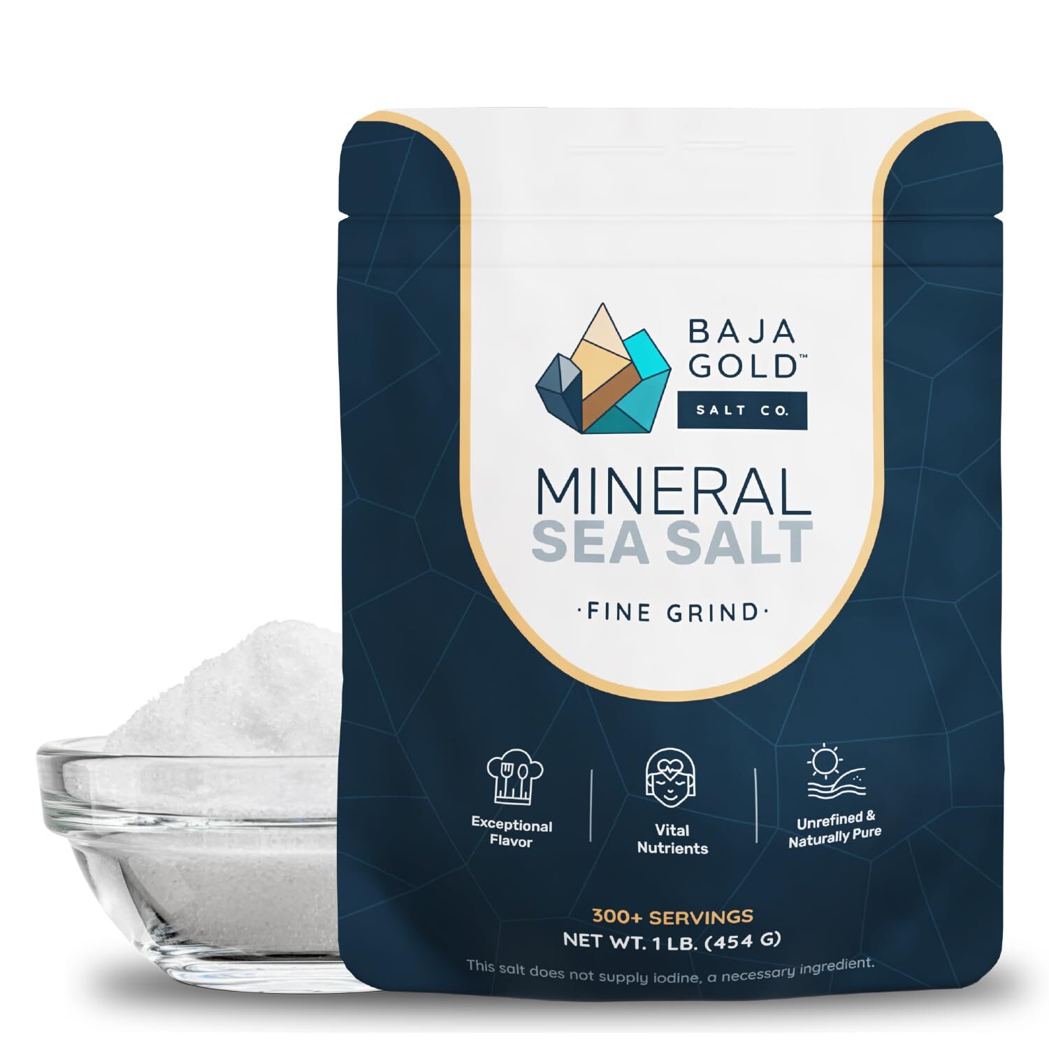 Baja Gold Mineral Sea Salt, Fine Grind, 1 Lb. Bag
