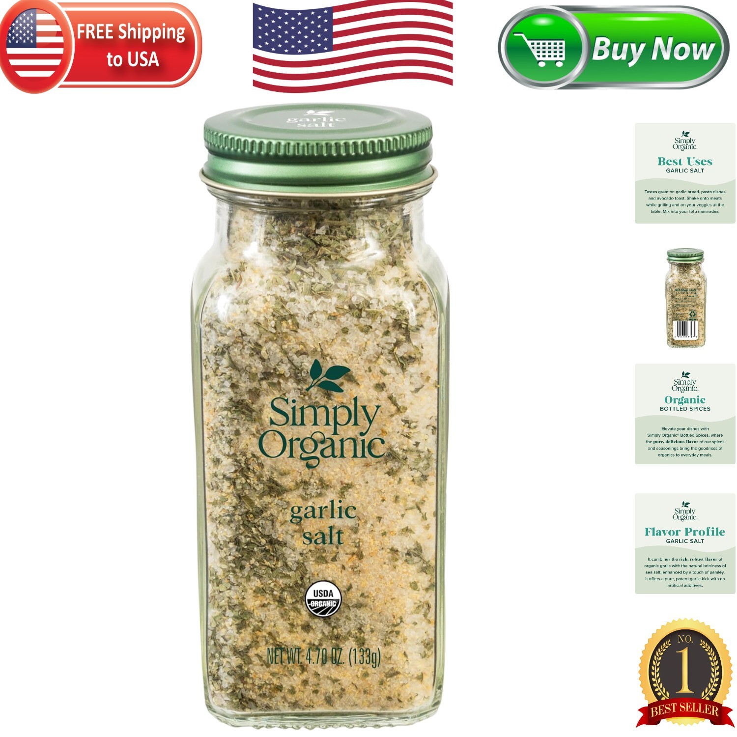 Organic Garlic Salt Blend, 4.7 oz | Elevate Your Savory Dishes Elegantly