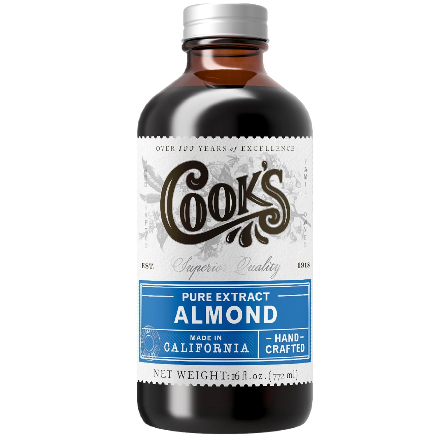 Cook’s, Pure Almond Extract for Baking, Cooking, and Mixology, Allergen Free Alm