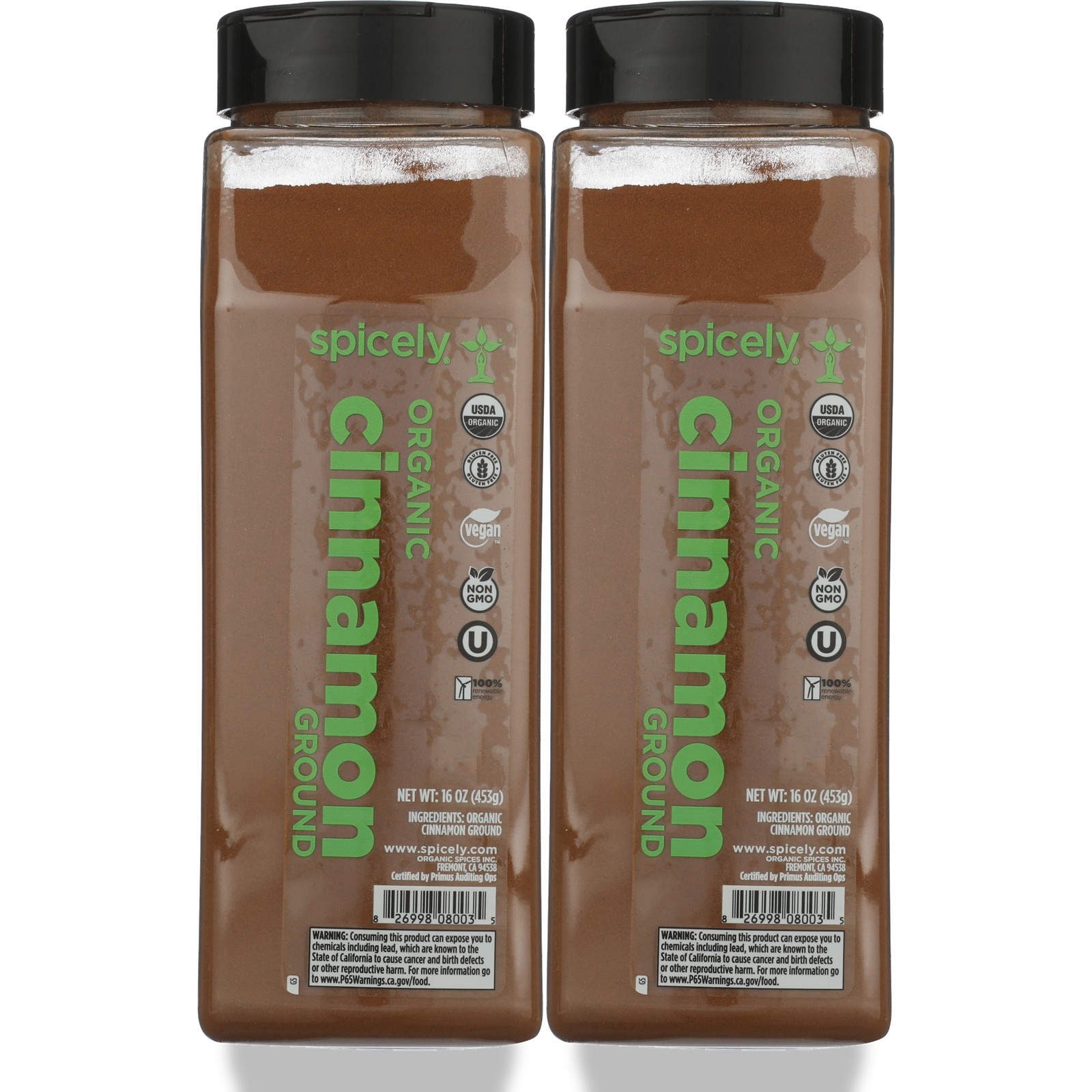 Organic Ground Cinnamon Spicely 16 Oz 2 Pack