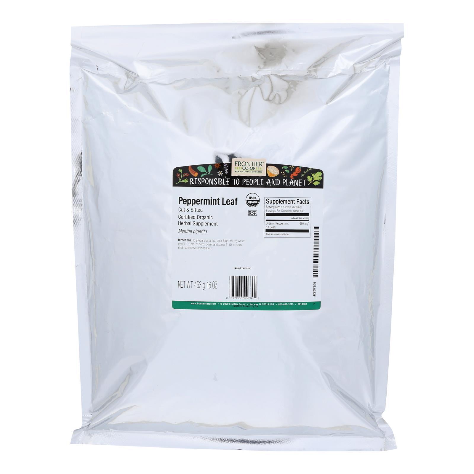 Frontier Herb Organic Peppermint Leaf 16 oz (Pack of 3)