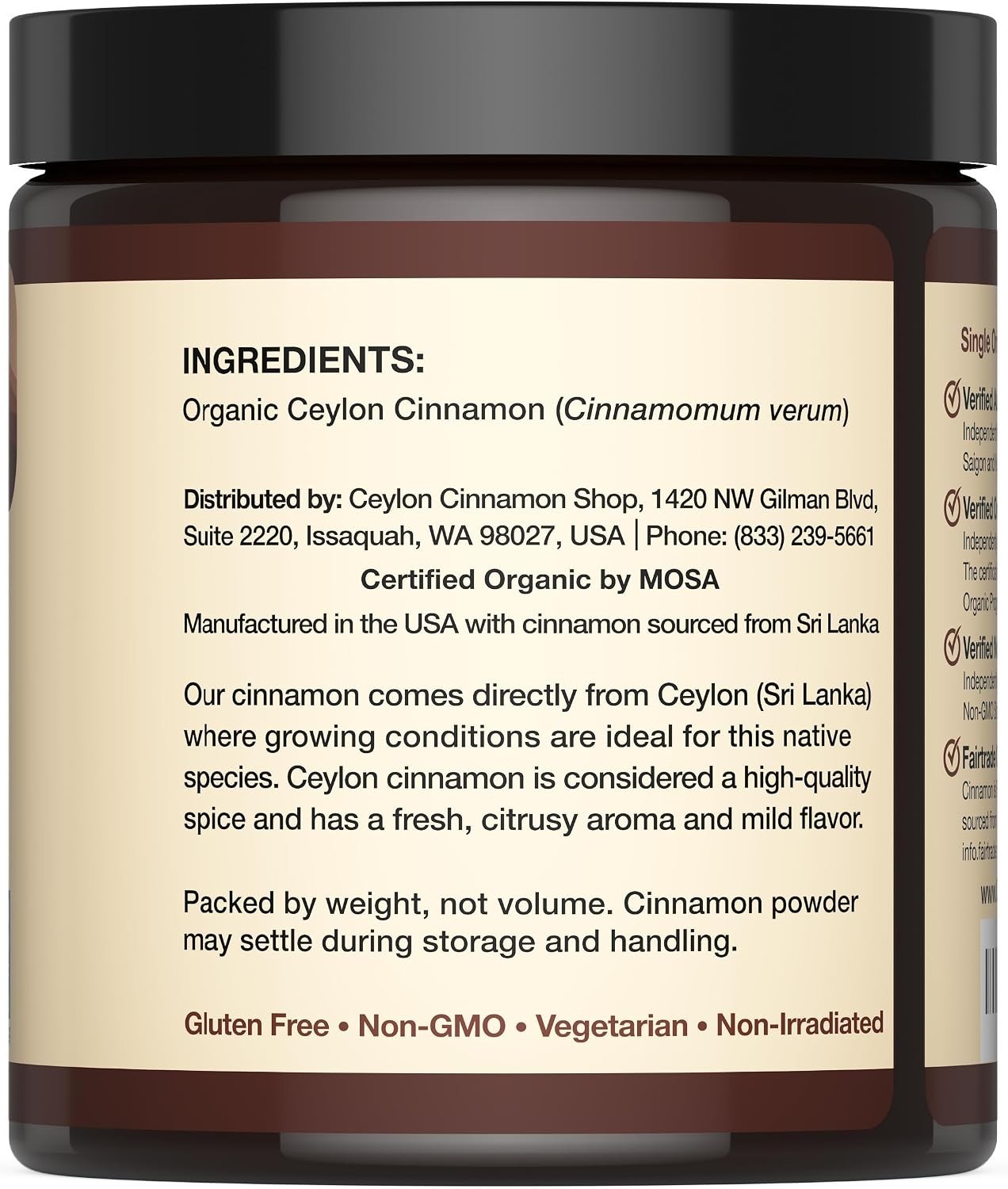 Organic Fine Ceylon Cinnamon Powder – 8 Ounces, Perfect for Baking & Smoothies