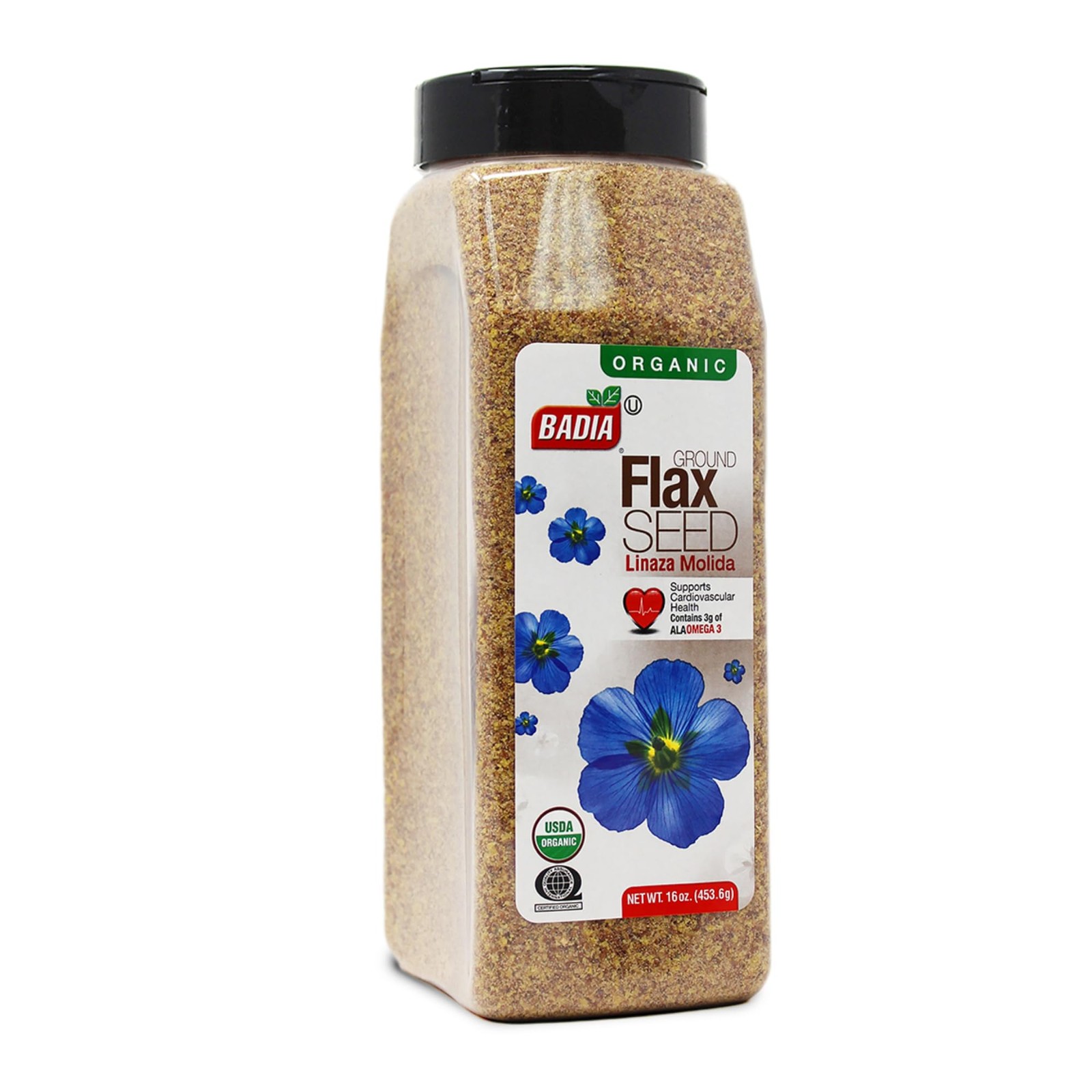 Badia Organic Ground Flax Seed 16 oz Flaxseed Superfood Fiber Omega-3 Non-GMO